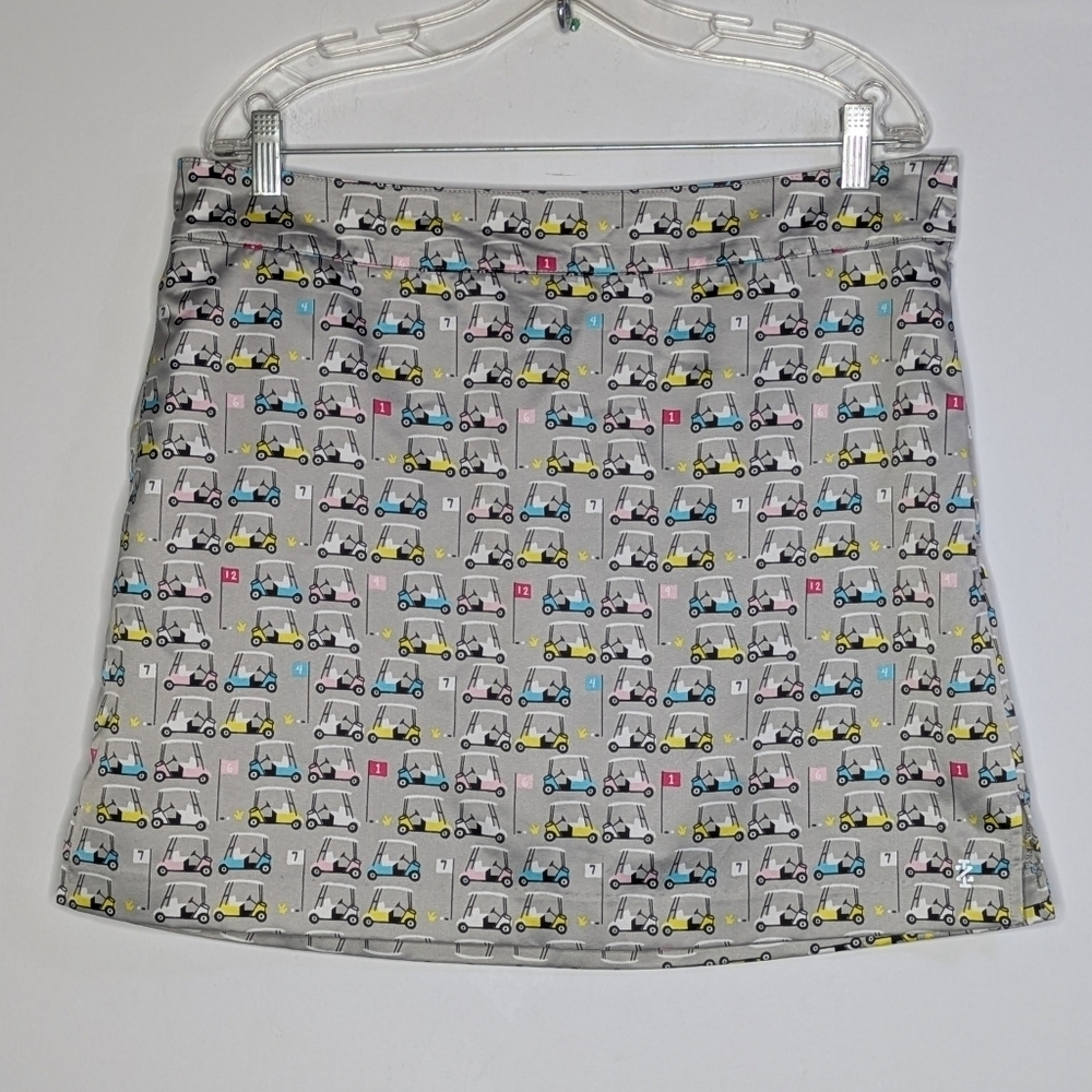 Izod Grey Colorful Golf Cart Novelty Print Athletic Skort 12